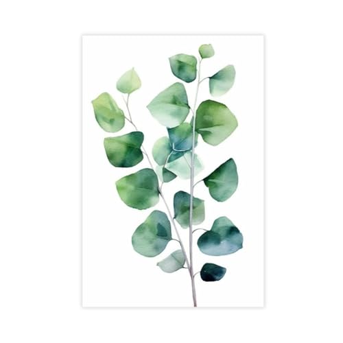 Affiche eucalyptus impression aquarelle minimaliste sur toile pour salon de 61x91 cm
