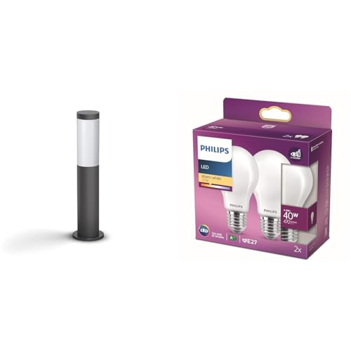 Borne Lumineuse Philips UTRECHT Éclairage Extérieur E27 avec Ampoule LED Blanc Chaud