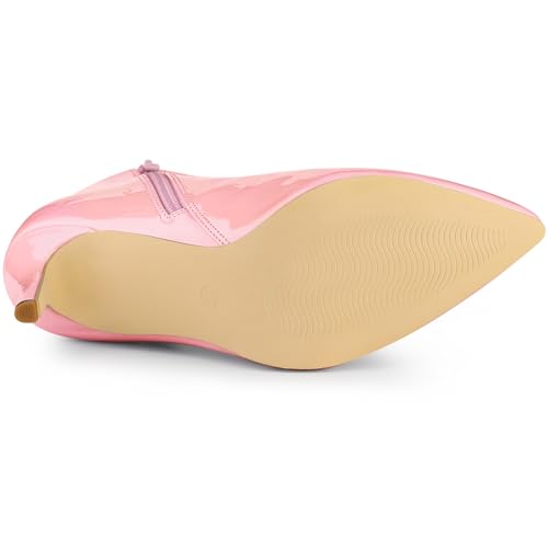 Allegra K Women's Pointed Toe Stiletto High Heel Baby Pink Ankle Boots 6 M US