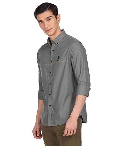 Image of U.S. Polo ASSN. Men's Cotton Striped Slim Fit Shirt