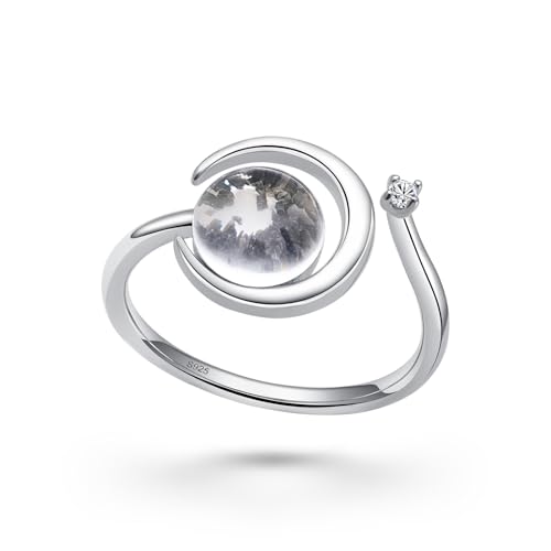 Authentic Lunar Crescent Series Ring (From Lunar Meteorite NWA 11788) - Sterling Silver Statement Ring for Men and Women Jewelry2