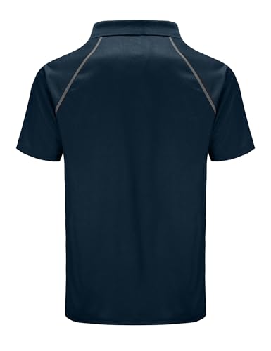 Men's Golf Shirts Short Sleeve Moisture Wicking Polo T-Shirts Athletic Quick Dry Fit Performance Collared UPF 50+ Navy Blue L