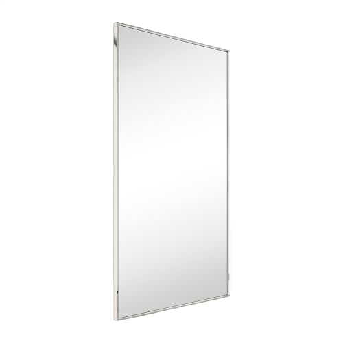 Image of TEHOME Chrome Bathroom Vanity Mirror with Squared Corners, 24x40'' Silver Rectangle Stainless Steel Metal Framed Mirror for Bathroom