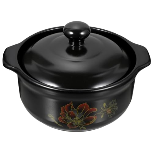 IMIKEYA Cazuela para Estofado Olla Asas Dobles para Sopa y Guisos Capacidad 1600 Ml Utensilios de Cocina Resistentes al Calor para 1-2 Personas Uso Hogar y Restaurante