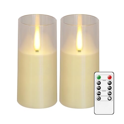 JINYANIA Flickering flameless Candles Battery Operated with Remote Control and 2/4/6/8 H Timer led Pillar Candles Pack of 19 with Realistic Moving Wick Candles for Home Decor