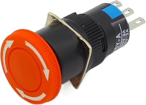 Interrupteur d'arrêt d'urgence bouton champignon 16mm NO+NC 3 broches