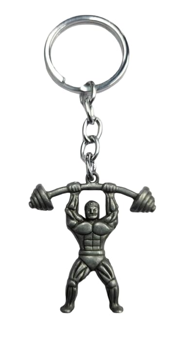 Bodybuilder Weightlifter Keychain, Vintage Bronze Metal Gym Fitness Lover Accessory, Strongman Barbell Design, Ideal Gift for Gym Enthusiasts & Workout Fans-image-2
