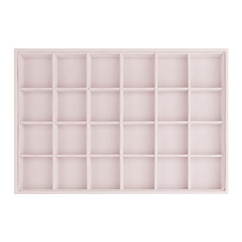 Insert de tiroir velours rose clair avec séparateurs modulables pour bijoux - 2