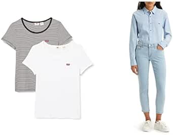 Levi's 2-Pack Tee T-shirt Vrouwen, White & Annalise Stripe, XL