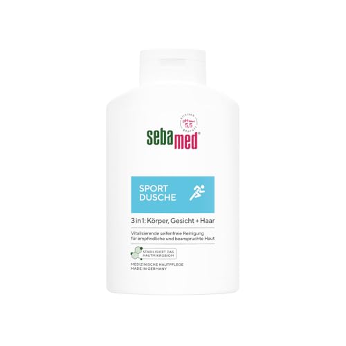 Sebamed Sport Dusche 3 in 1, 400 ml, für Körper, Gesicht und Haar, für Männer und Frauen, Haut- und Haarpflege für sportstrapazierte Haut und Kopfhaut, Shampoo und Duschgel