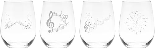 Musical Notes Stemless Wine Glasses, Set of 4