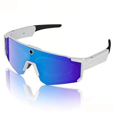 vonieion AI Smart Glasses with Camera, 6-Axis Anti-Shake 1200P Stabilized Video, 32MP Photo, ChatGPT Voice Assistant, IP54 Water Resistant, Adjustable Fit Sports Sunglasses for Cycling, Vlog, Fishing