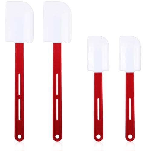 4 Pcs High Temp Silicone Spatulas Heat Resistant Rubber Spatula Commercial Silicone Scraper with Handle for Kitchen Cook Baking Mixing Utensil, Dishwasher Safe (10 Inch,14 Inch)