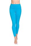 SOFTSAIL Damen Leggings mit Hohem Baumwollanteil in Voller Länge Abnehmen, Sport, Yoga, Fitness, Dehnbare Hose, Damen Solide Schlankheits Hohe Taille Gamaschen, Übergrößen Türkis 46 LWP
