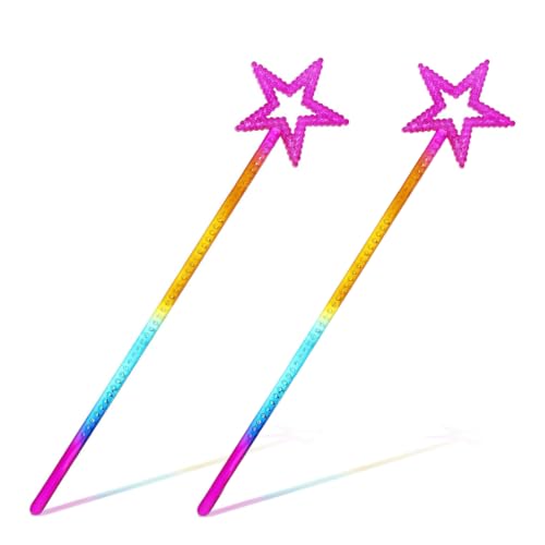 WeddHuis 2 Piezas Varita Mágica, Varita de Princesa para Niñas, Varita de Hada con Estrella Brillante, Varita de Cristal para Niñas, Decoración de Cosplay y Disfraz de Navidad