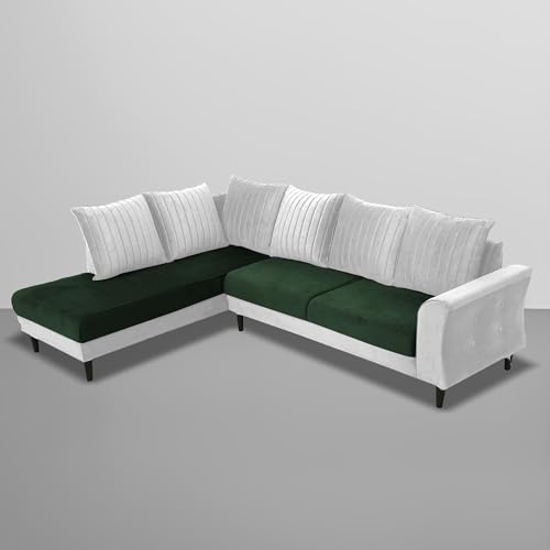 Image of Gratly LHS 4 Seater L Shape Sofa Set for Living Room (Green Grey Colour) Premium Fabric Sofa