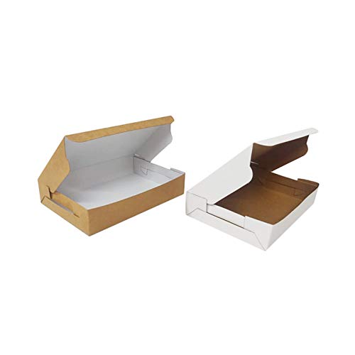 Flute Presents Pastry/Brownie/Chocolate/Doughnut, Paper Box in White and Brown Colour (Both Sides useable), (Size 9.5" x 6.5" x 2" - inch) Pack of 25