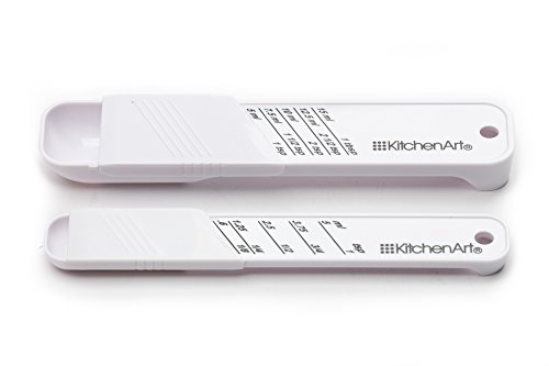 KitchenArt Adjust-A-Teaspoon And Adjust-A-Tablespoon Set, Plastic, 2-Piece, White,9 x 3.5 x 0.75 inches