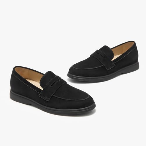 Image of BEAU TODAY Suede Loafers Flats for Women, Women's Slip On Penny Loafers, Leather Driving Comfortable Dress Ladies Loafers Casual Office Work Shoes