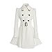 ForeMode Women Double Breasted Trench Coat with Belt Buckle Spring Mid-Long Long Sleeve Casual Dresses Style Outwear(White XXL)