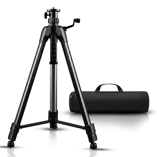 Image of TOMAHAWK TP-1.5m-Tripod - Adjustable Aluminium Alloy Laser Tripod Stand Holder with 3-Way Pan Head, Bubble Level and Extra 5 /8 inch Thread