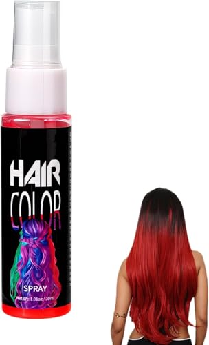 Spray de Coloración Temporal para Niños y Adultos,Tinte Temporal para el Pelo,Spray Temporales De Color Para El Cabello,Sprays de Coloración Lavable para Carnaval,Fiesta,Halloween,Navidad,30ml,Rojo