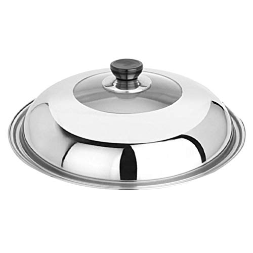 Yardwe Stainless Steel Universal Lid Pots and Pans Cover Replacement for Frying Pan and Cookware 38CM