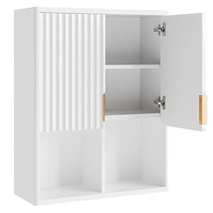 Besiter Fluted Bathroom Wall Cabinet Over The Toilet Storage, 23"x 29" Medicine Cabinet with Adjustable Shelf, Laundry Cabinet Wall Mounted and Kitchen Storage Cabinet(Glossy White) Besiter Fluted Bathroom Wall Cabinet Over The Toilet Storage 23x 29 Medicine Cabinet with Adjustable Shelf Laundry Cabinet Wall Mounted and Kitchen Storage CabinetGlossy White