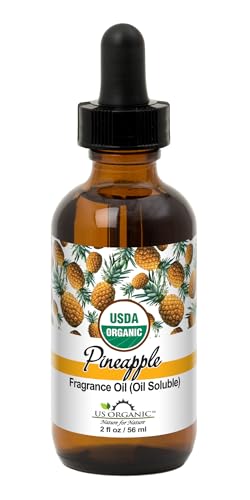 US Organic Pineapple Fragrance Oil_Oil Soluble_USDA Certified Organic_for Candle, Soap Making, Shampoo, Conditioner, Body Oil, Body Butter, Craft, DIY Projects, and Small Businesses_2 fl oz
