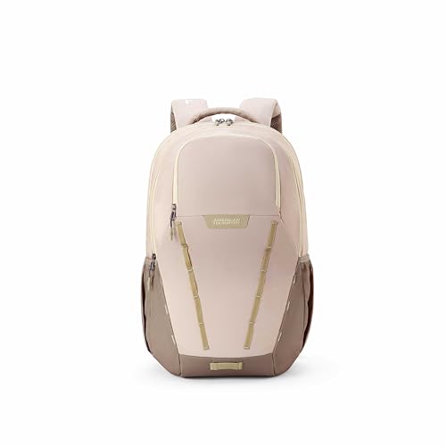 Image of American Tourister Bougie | 35 Ltrs | 4 Compartments | Bottle Pocket | Ergonomic Padded Back Panel & Shoulder Straps | Laptop Backpack | 1 Year International Warranty | Olive Brown