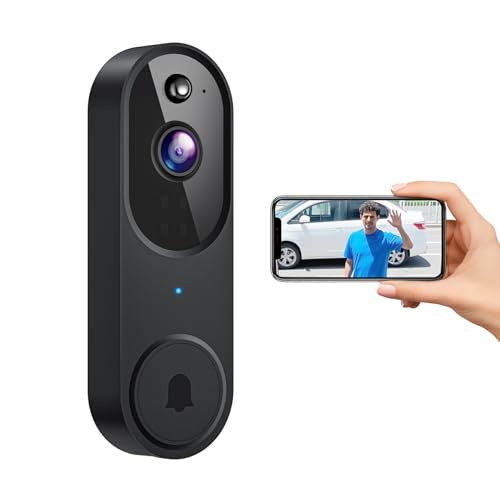ModeJump Caméra de sonnette vidéo sans fil, surveillance intérieur/extérieur, détection humaine intelligente, audio bidirectionnel, vision nocturne, vue en direct, récepteur de sonnette, WiFi 2,4 G