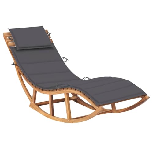 vidaXL Teak Massiv Schaukelliege mit Auflage Sonnenliege Gartenliege Holzliege Relaxliege Liegestuhl Liege Gartenmöbel Saunaliege Strandliege Freizeitliege