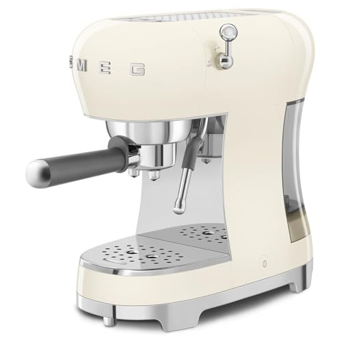 Smeg 50's Retro Style Manual Espresso Coffee Machine, 4 Drinks, Thermoblock Heating System, Cream, ECF02CRUS by Smeg - Image 4