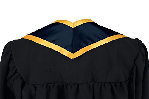 GraduationMall Graduation Honor Stole Angled End Navy With Gold Trim Unisex Adult 72\" Long - Thumbnail 3