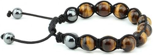 tiger's eye & hematite round smooth 10m multi color beads adjustable thread cord bracelet for men, women, meditation, yoga, healing, prosperity CHIK-BR-52723