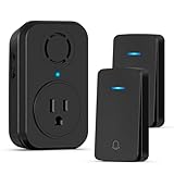 AIDA Wireless Doorbell, Self-powered Doorbell with Extra Socket, No Battery Required Push Button, Cordless Door Bell Ringer, 5 Volume Levels with...