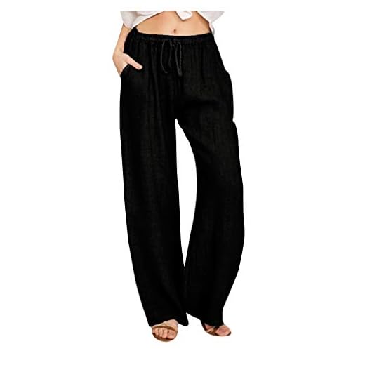 AEGJEGVD Pantalon Fluide Femme Été Lin Pantalons Chic et Elegant Vente Flash Décontractés Léger Respirant Ample Pantalon Large Femmes Soldes D'Été Vetement Mode Tendance 2025 Pants Pas Cher