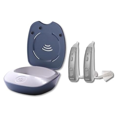 Lexie Lumen OTC Hearing Aid (Silver) & Electronic Hearing Aid Dryer Bundle - Bluetooth Hearing Aid with Slim Tube for Invisible Fit and Smartphone Control - Includes UV Light Hearing Aid Dryer Cover