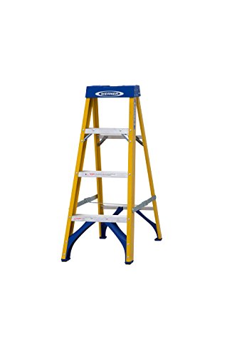 Werner Stepladder Fibreglass 4 Tread Trade, Heavy Duty 150Kg Load Capacity, EN131 certification, 25 Year Guarantee