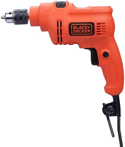 BLACK+DECKER KR5010 550W 10mm 2800 RPM Corded Single Speed Hammer Drill Driver Machine For Home & DIY Use for drilling into masonry, steel and wood, 1 Year Warranty, ORANGE & BLACK