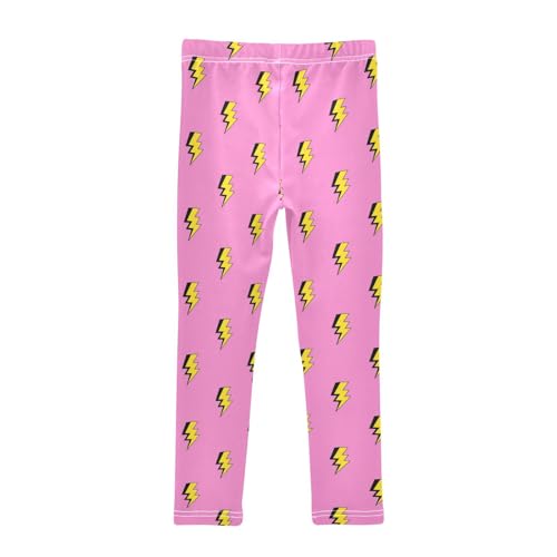 Lightning Bolts Girls' Leggings Toddler Doodles Pink Kids Yoga Pants Dance Active Tights 5T2