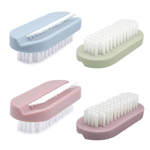 4 PCS Dual-Sided Nail Brush Set Soft & Firm Bristles Nail Cleaning Brush Scrubber for Fingernails Hands & Feet Portable Nail Brushes for Deep Cleaning Nail Art & Everyday Use
