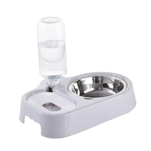 iplusmile 犬の餌箱 大きな猫のボウル ペットダブルボウル 猫の餌入れ ペットボウル ペット自動給餌器 自動ペットフィーダー 猫丼 ペットの餌やり 滑り止めドッグボウル フードボウル Grey