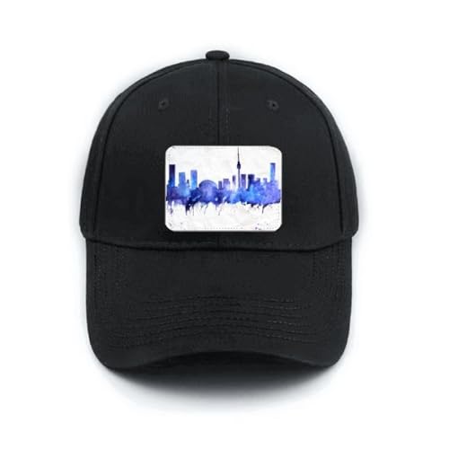 Casquette Canada Landmark noire réglable avec broderie aquarelle bleue