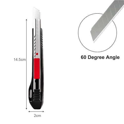 Image of Gebildet 6pcs Professional Cutter - 9mm Snap Off Blades / 60 Degree Foil /Utility /Graphic Knife Set - Ideal for Foils, Wallpaper, Crafts, Cartons