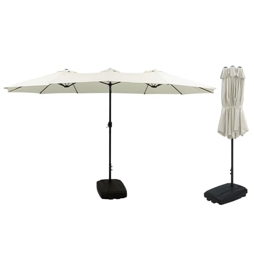 AJP Distributors 15ft Rectangle Outdoor Patio Umbrella w/Mobile Base Included, 15 Foot 180