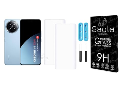 Image of Saola 2-Pack UV Curved Tempered Glass for Xiaomi 14 Civi | 9H Hardness | Edge-to-Edge Full Screen Coverage | UV Light Installation | Scratch Resistant | Case Friendly Screen Protector. (6.55 Inches)