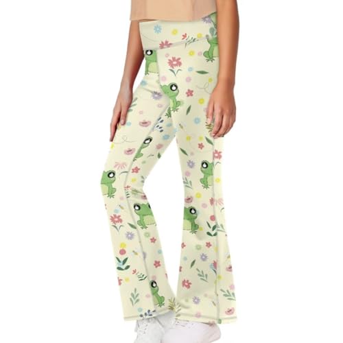 Image of Girls Flare Leggings 5-14T Cute Bell Bottoms for Girl Yoga Pants for Gym
