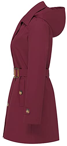 Chrisuno Womens Double Breasted Trench Coat Rain Winter Dress Coat Wine Red M #TOP2