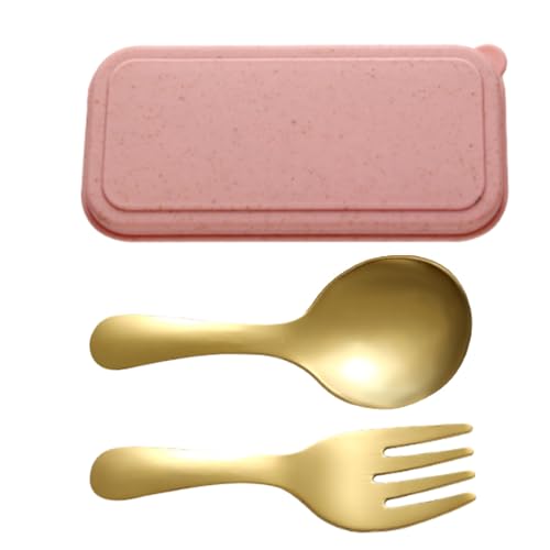 Juego de tenedor y cuchara de viaje, servicio de tenedores pequeños y cucharas | con de almacenamiento para viaje picnic camping al aire libre
